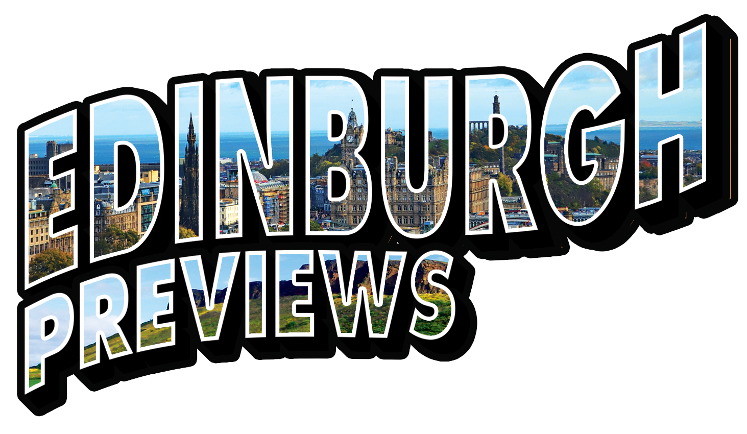 Edinburgh Previews logo with the city of Edinburgh inside the text