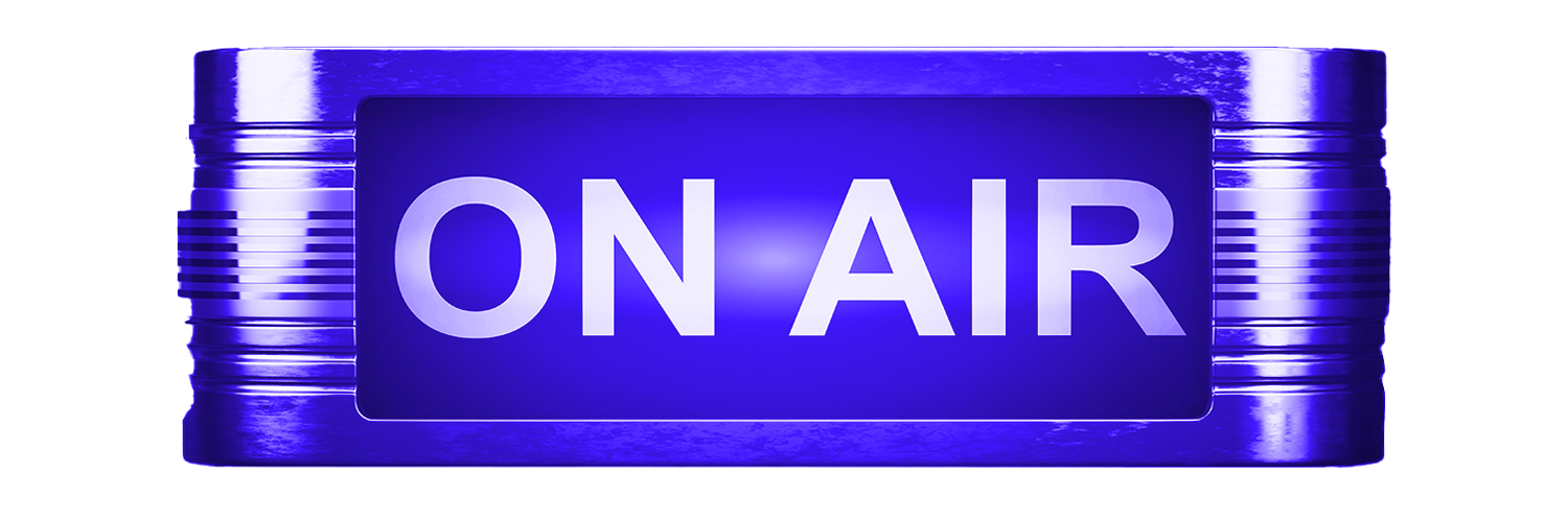 Blue 'on air' sign
